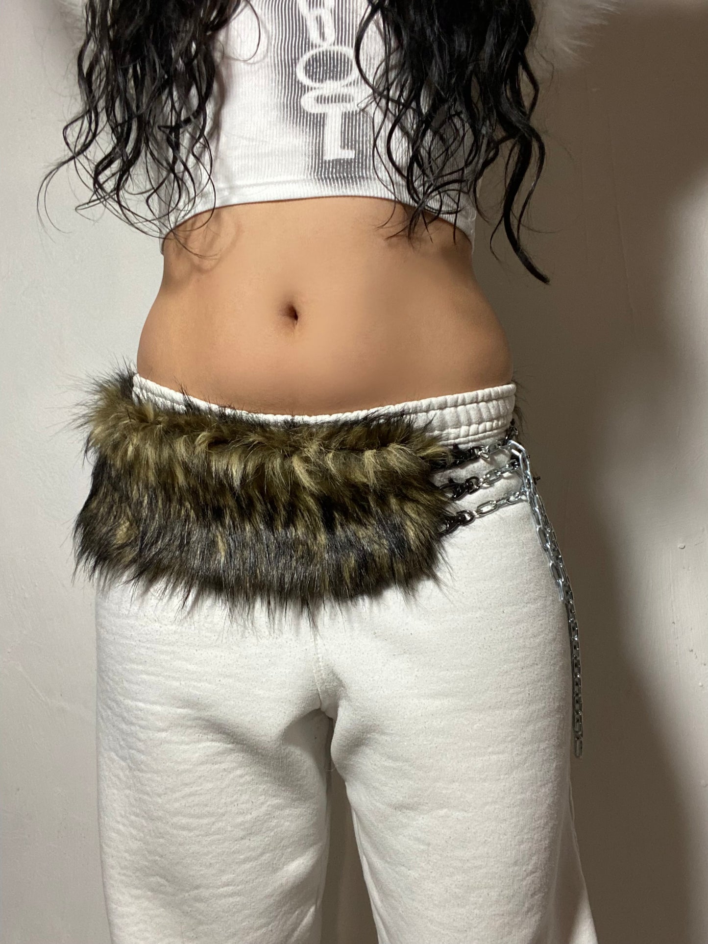 Ceinture faux fur kaki camouflage