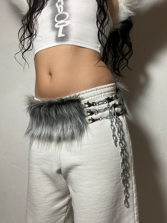 Ceinture faux fur grey