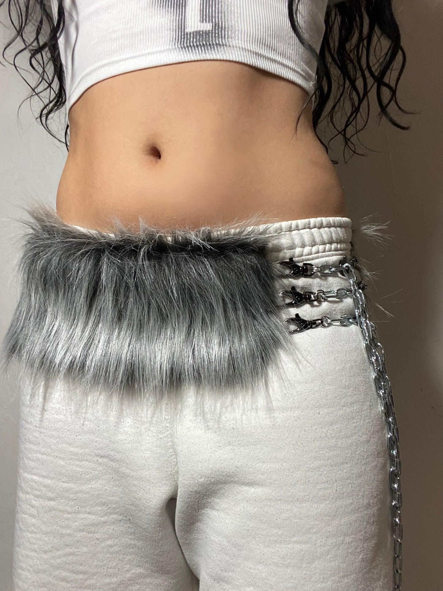 Ceinture faux fur grey