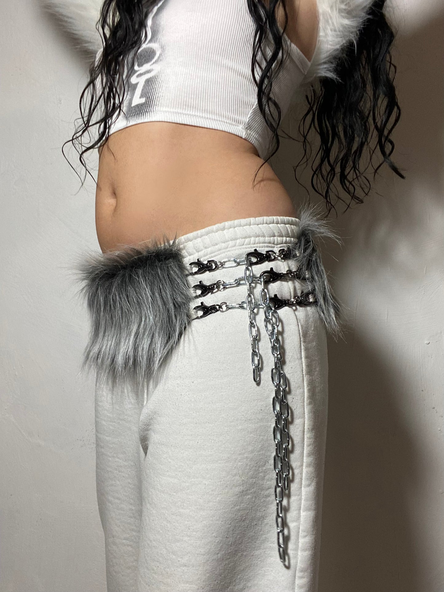 Ceinture faux fur grey