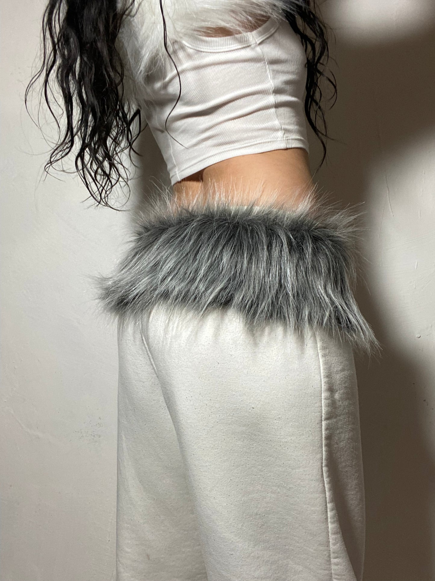 Ceinture faux fur grey