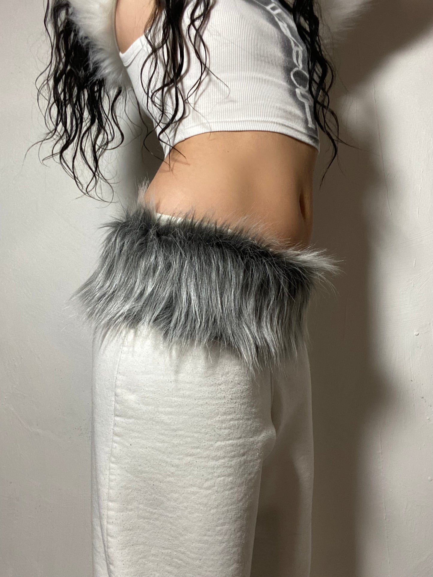 Ceinture faux fur grey