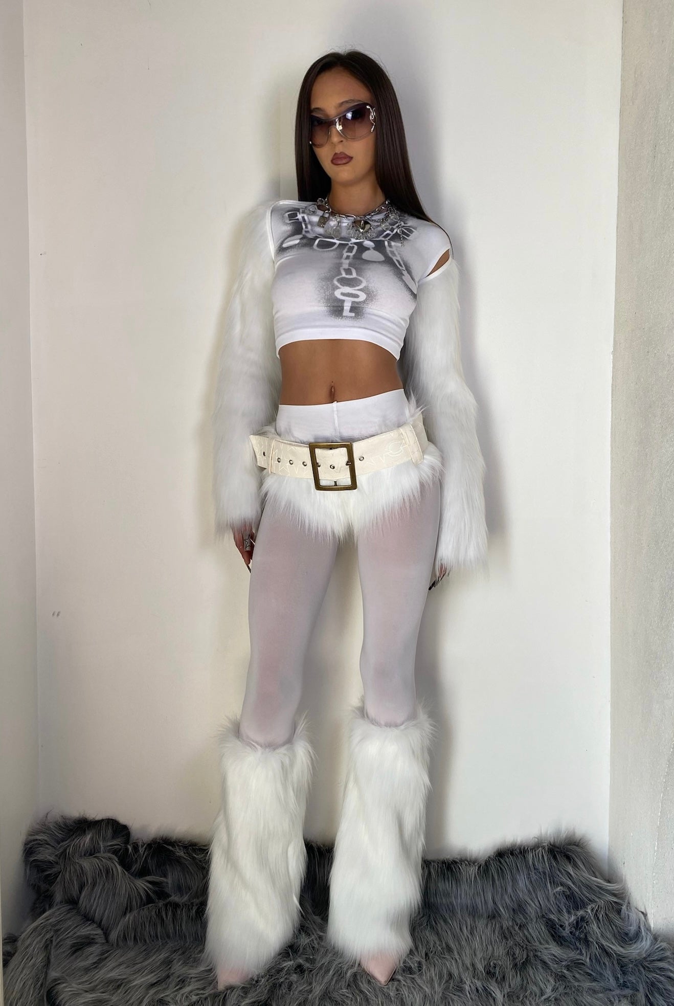 Boléro faux fur white