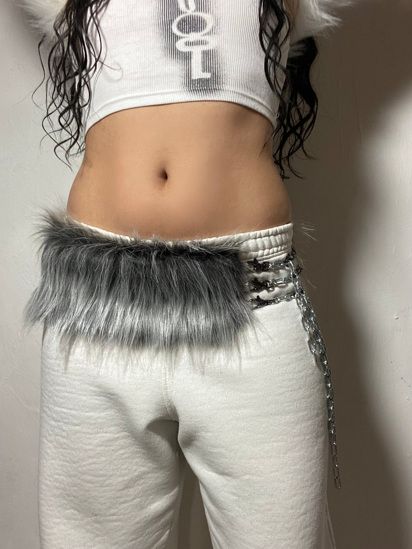 Ceinture faux fur grey